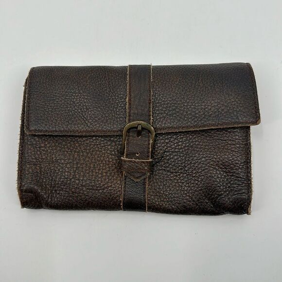 J'Tote Wallet Brown Leather Wristlet Boho Natural - Picture 1 of 13